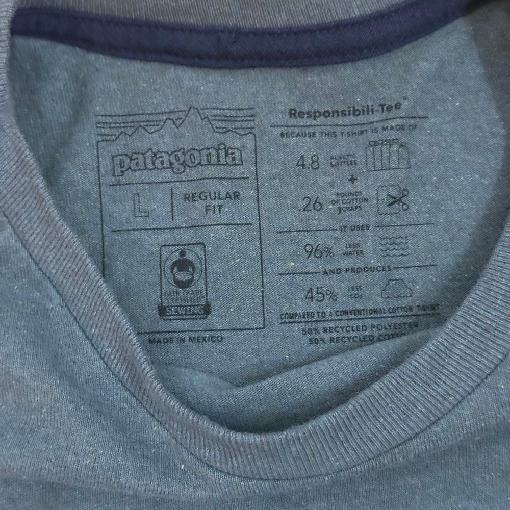 Patagonia Responsibili-Tee Long Sleeve Shirt Mens Size L Fitz Roy Trout Gorpcore - Picture 6 of 9